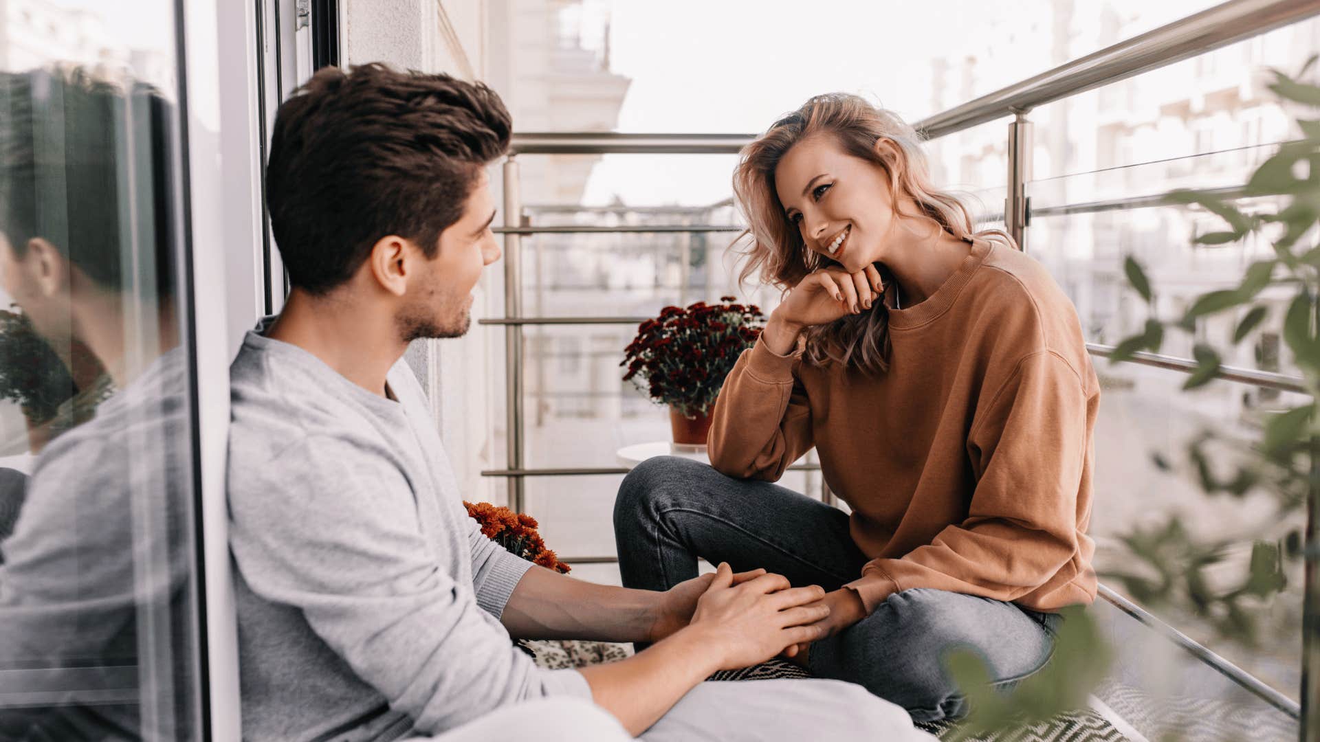 smiling woman with husband who gets it