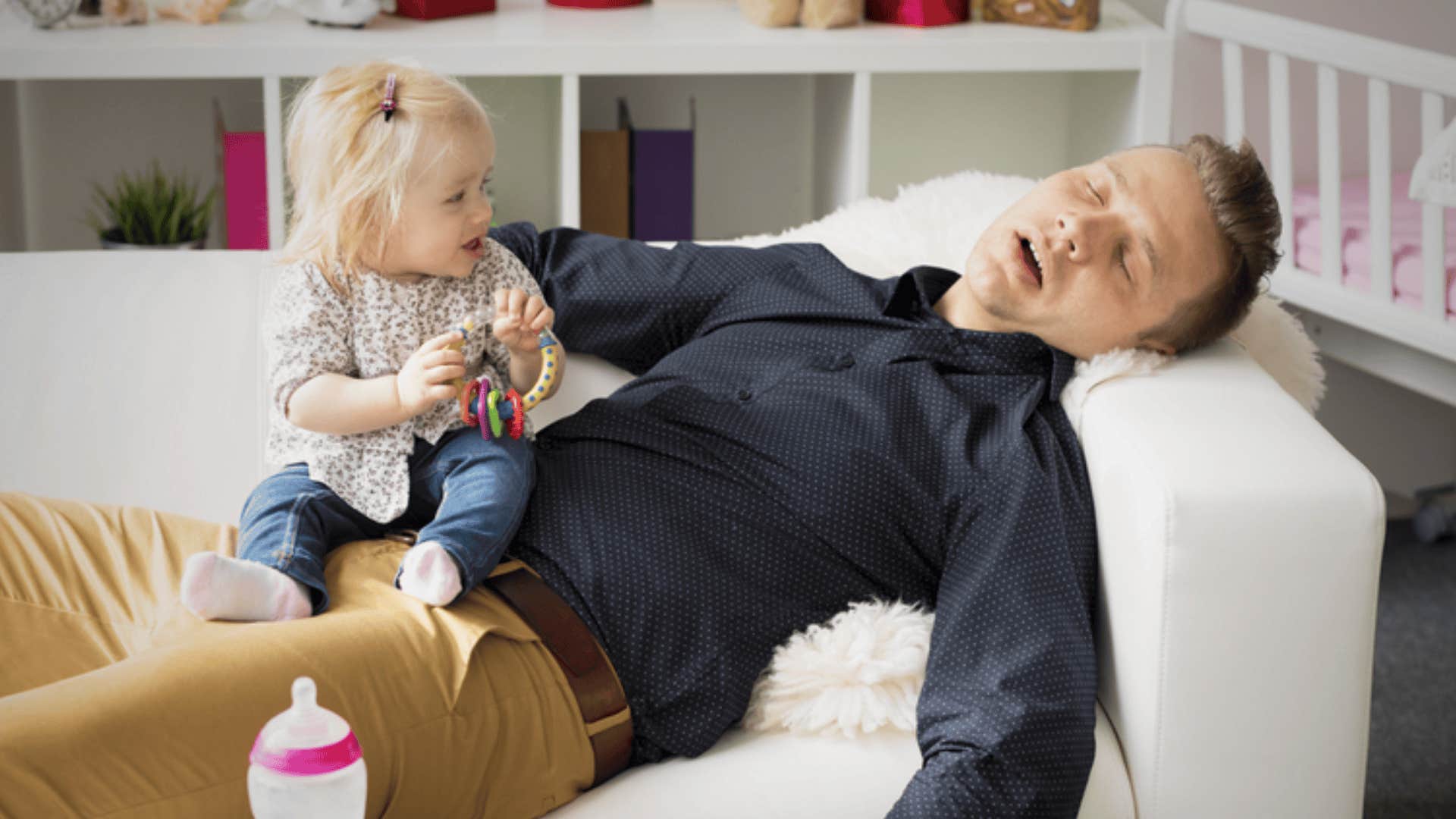 man dealing with realities of parenthood 