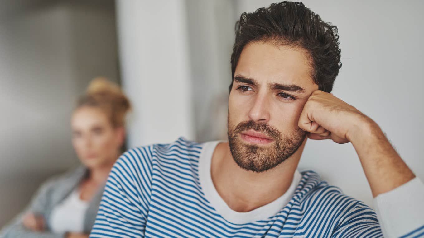 Things Husbands Absolutely Have The Right To Be Mad At Their Wives For annoyed man turned away from wife