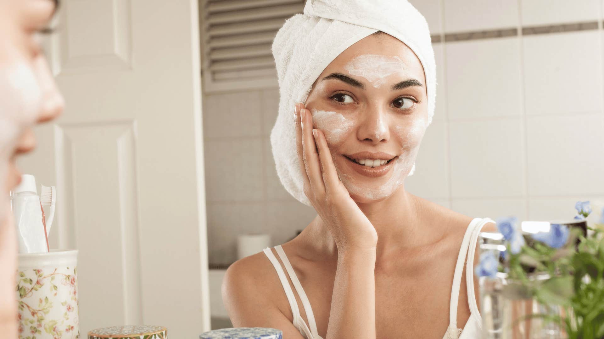 millennial woman tired from having a skincare routine