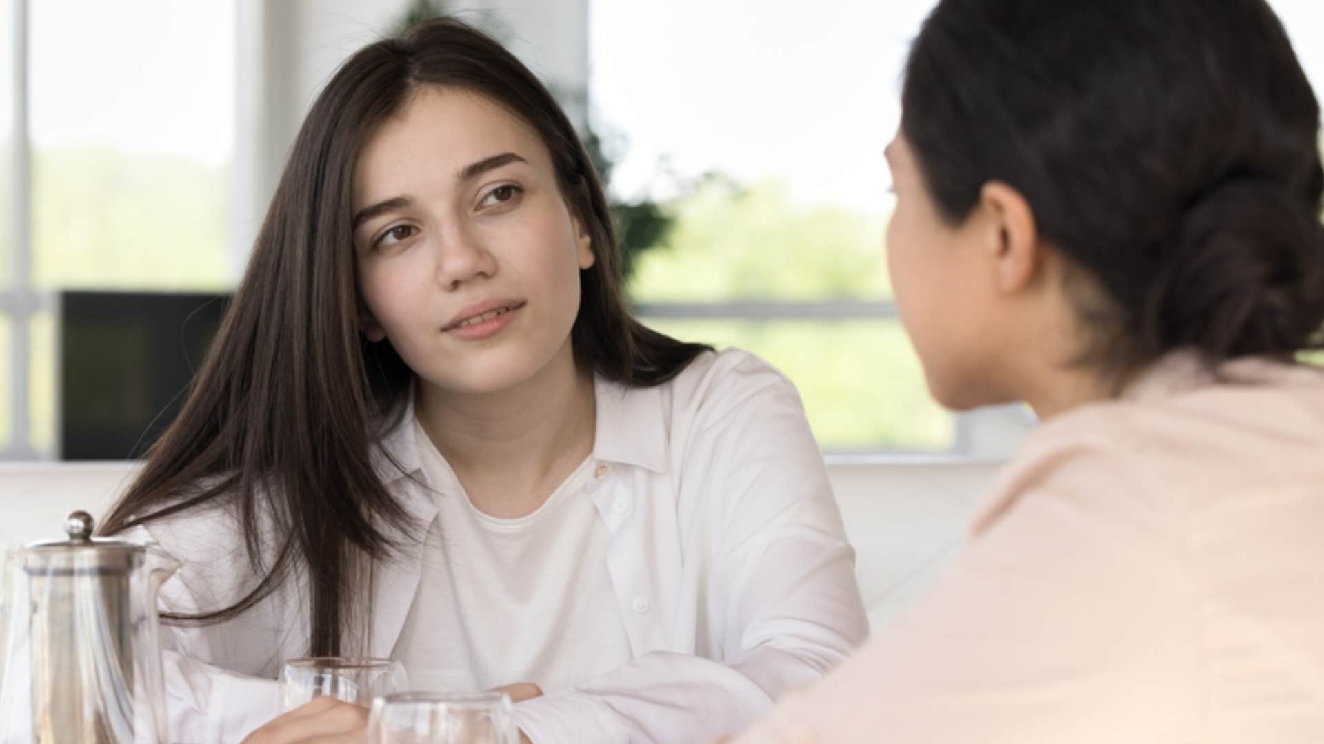 woman zoned out mid conversation