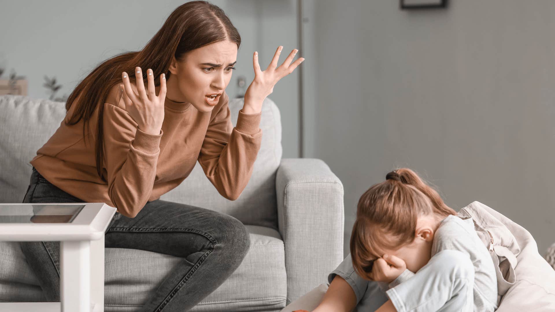 well-meaning mother yelling at daughter