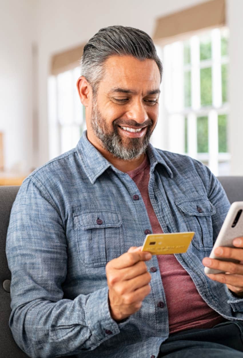 man checking bank account 