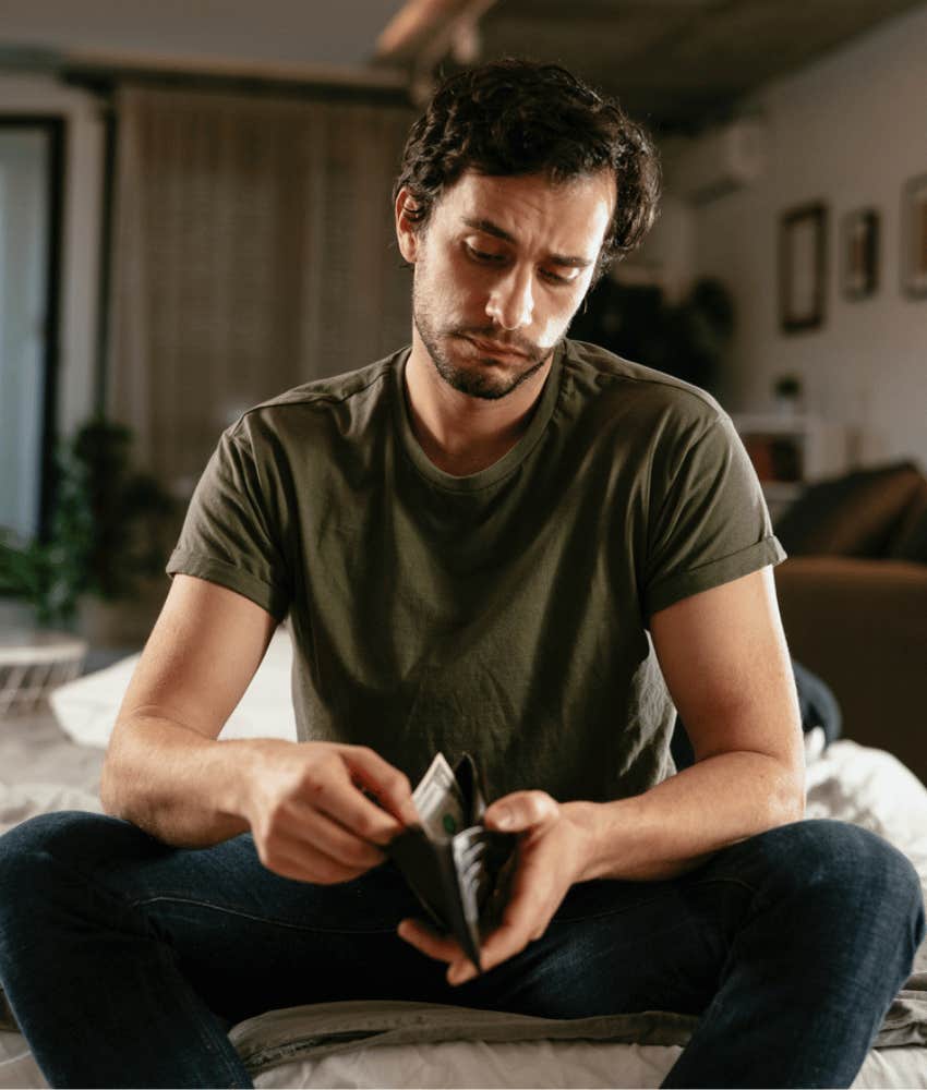 man needs to eliminate unnecessary purchases