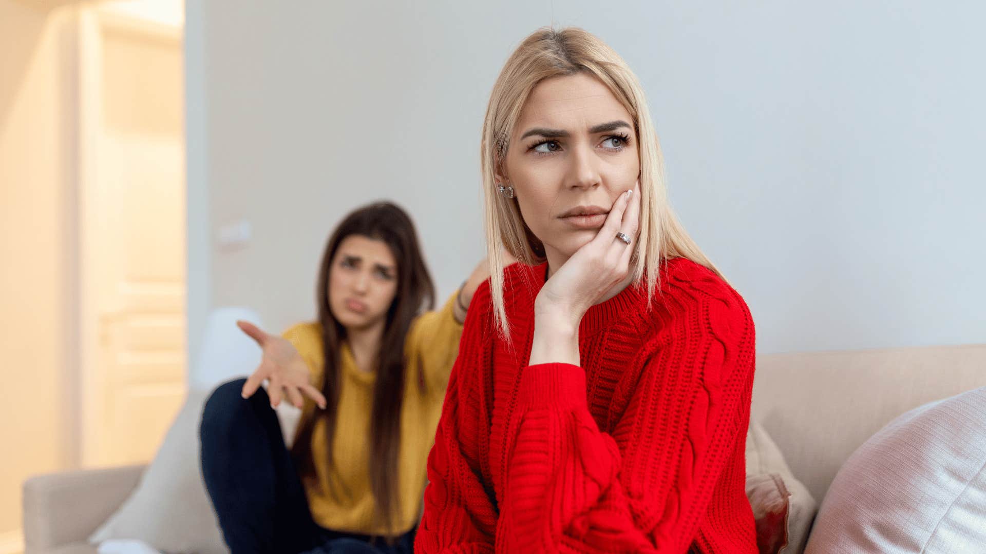 woman ignoring friend's boundaries