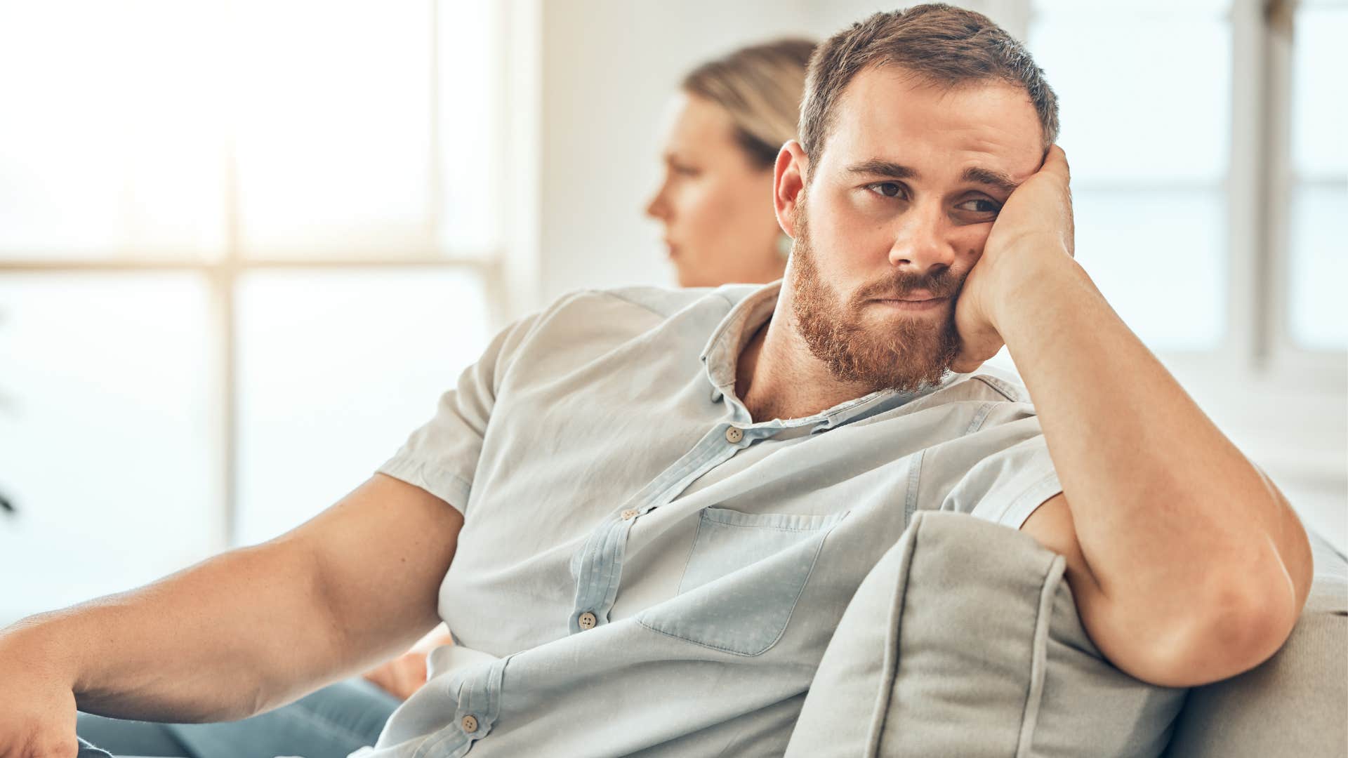 sad man making excuses for his partner's misbehavior