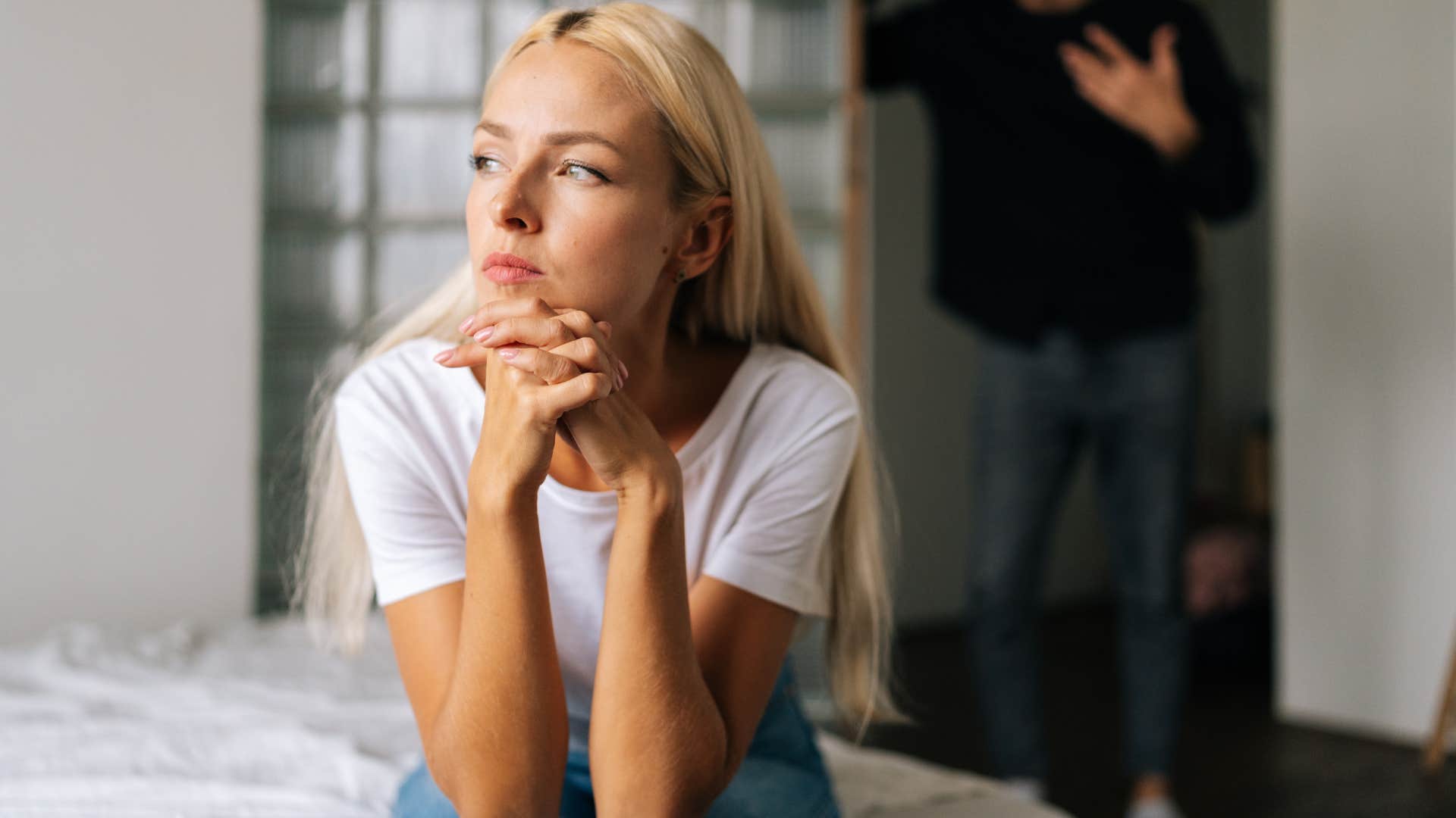 detached woman feeling like a roommate and not an equal partner in her relationship