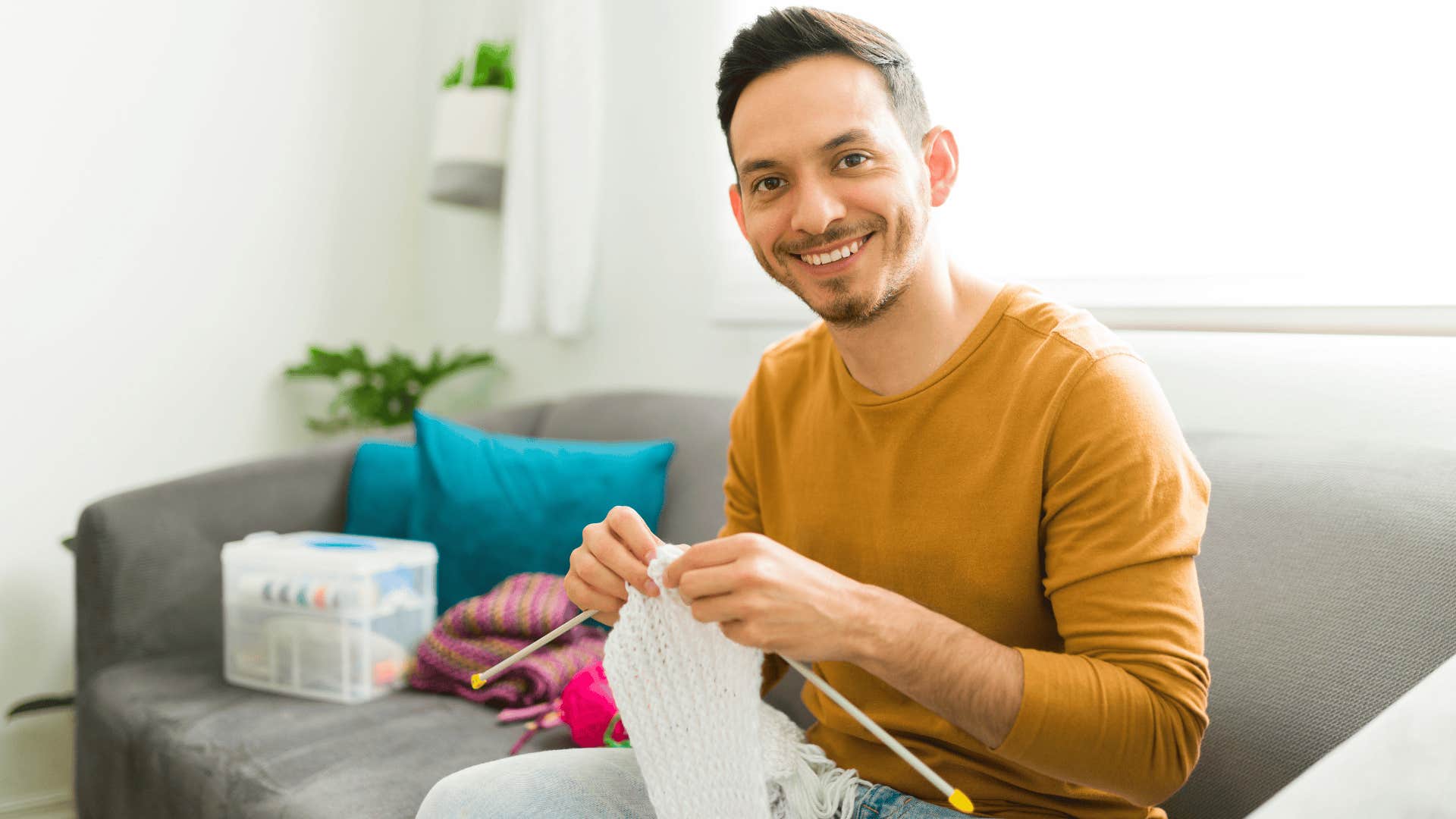 man crocheting as vulnerable secret