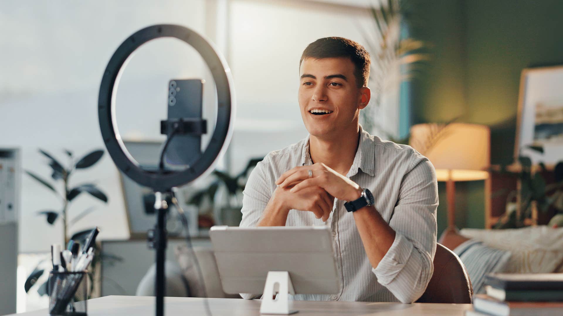 Gen Z man working on valuable social media project