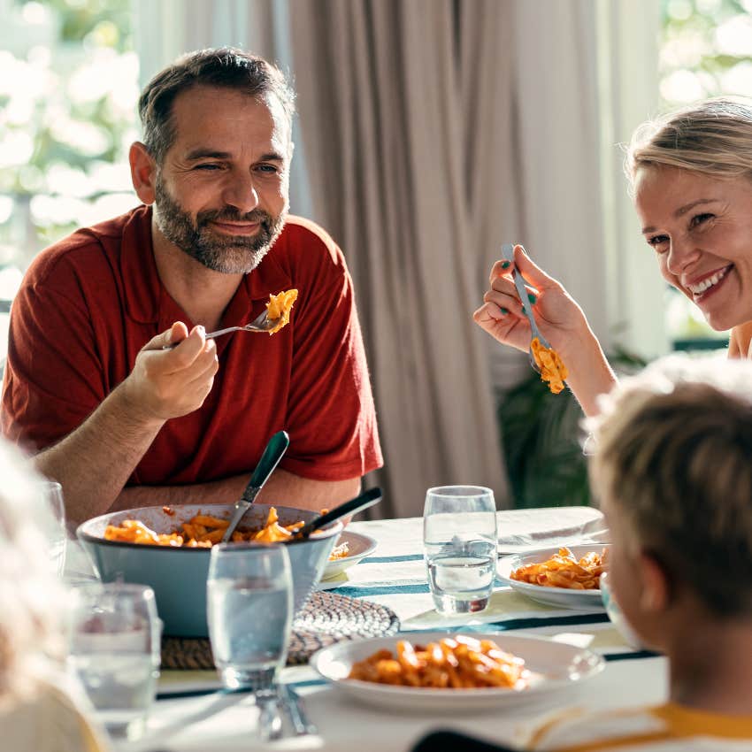 old-school parents with home-cooked meal