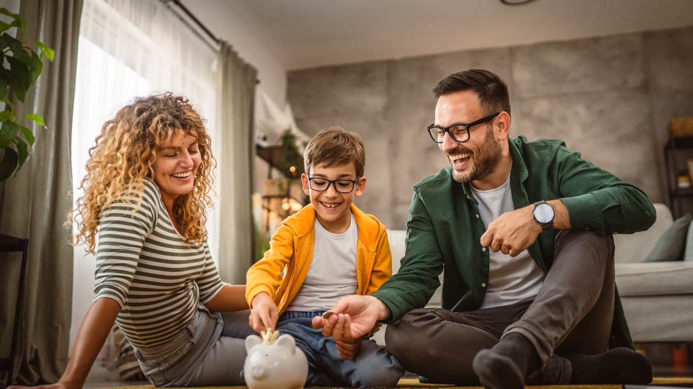 family saving money immediately together