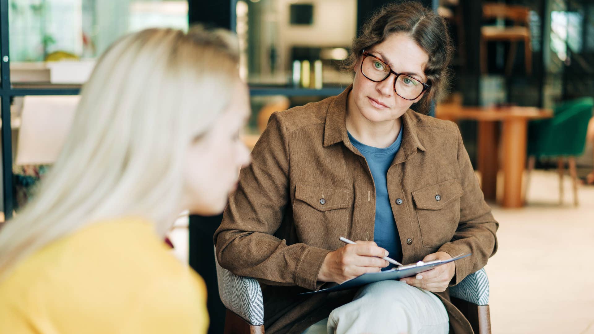 woman in therapy talking about mental health