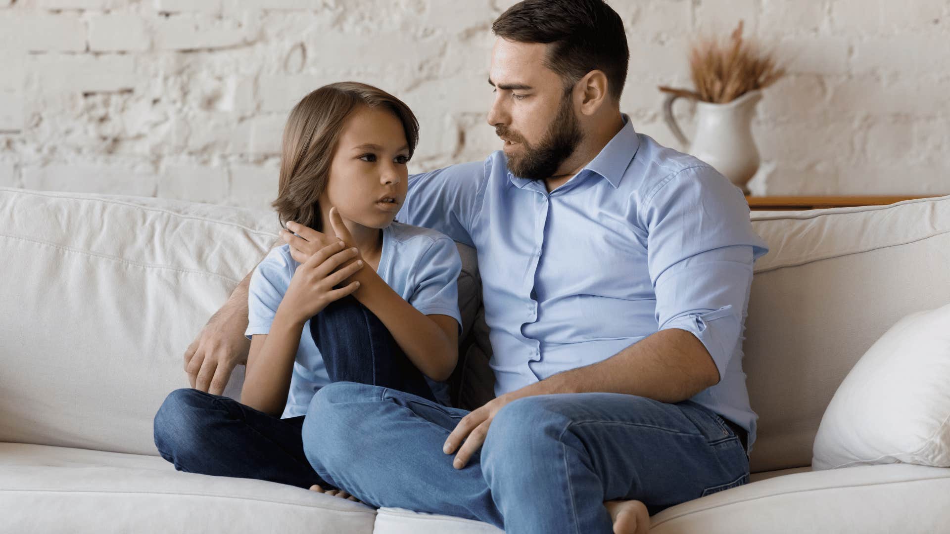 little boy asking dad why during conversation