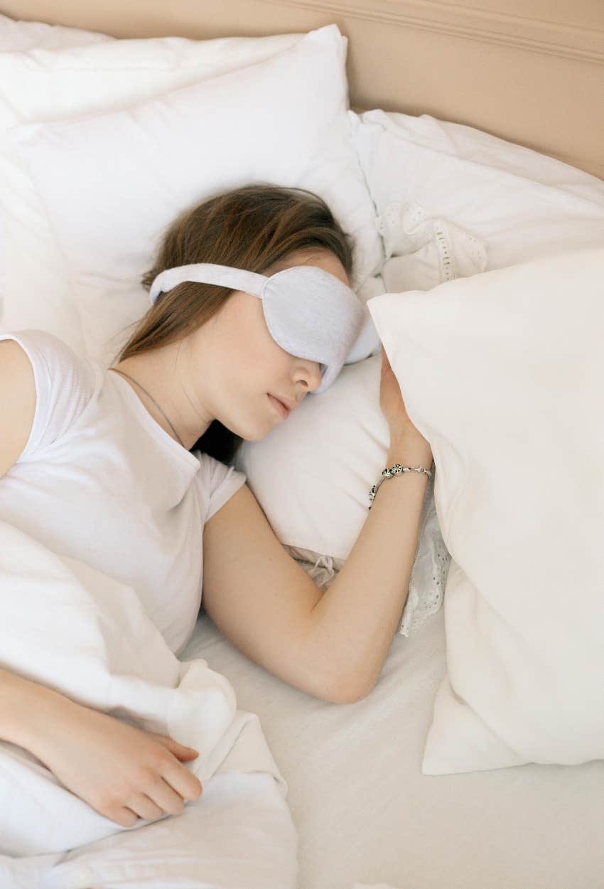 asleep woman dreaming about her childhood home