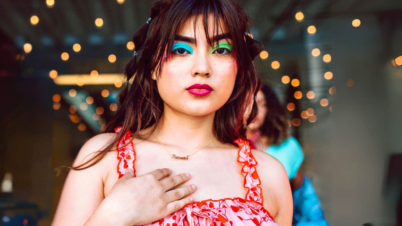 Gen-Z Woman opting out of dating, choosing herself. 
