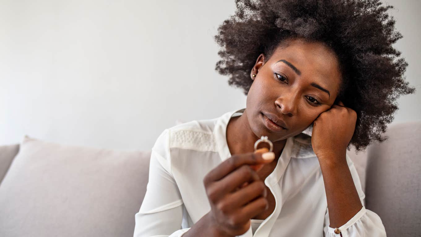 woman who is considering breaking up after a disappointing proposal