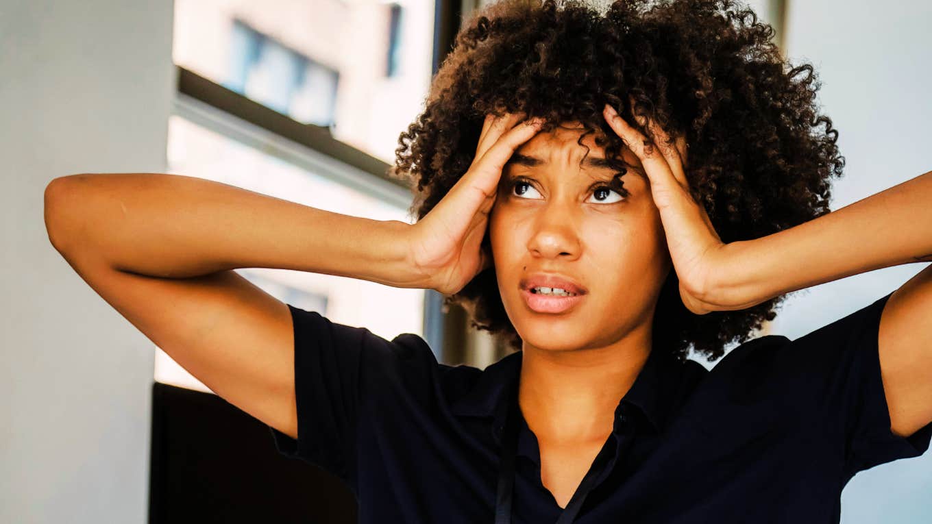 women with ADHD Stressed woman with ADHD.