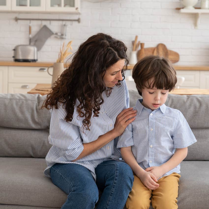mother talking with son