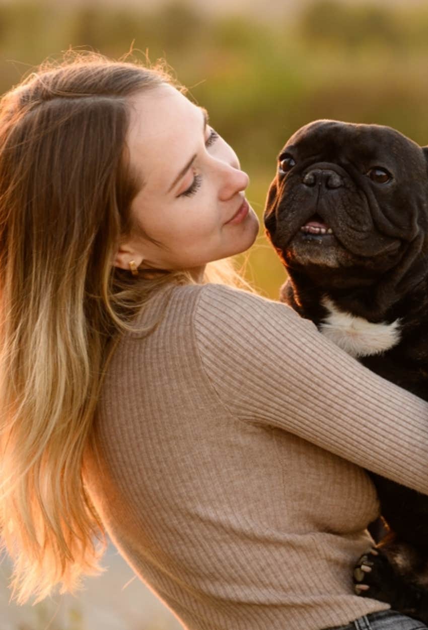 woman with pet dog 