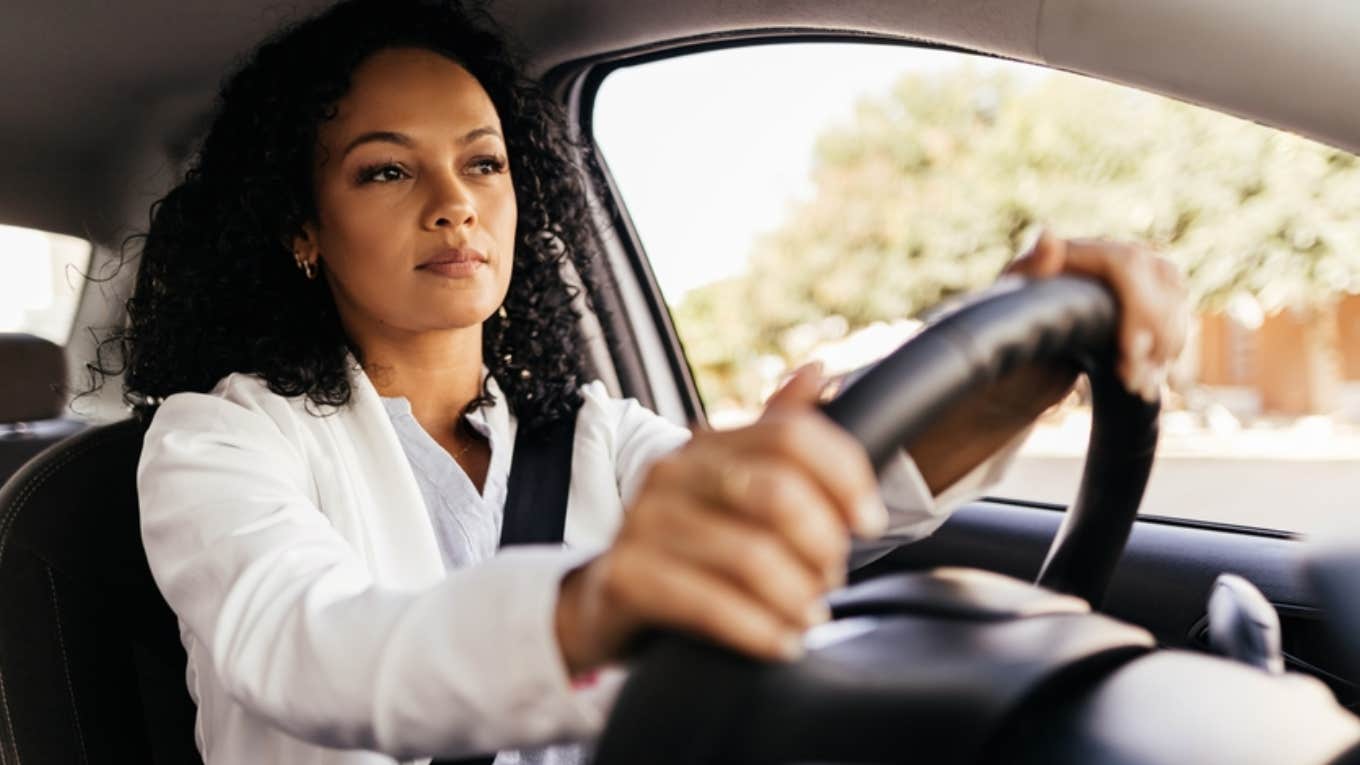 Anxious Driver Begs People To Stop Expecting Her To Make A Right On Red nervous woman driving