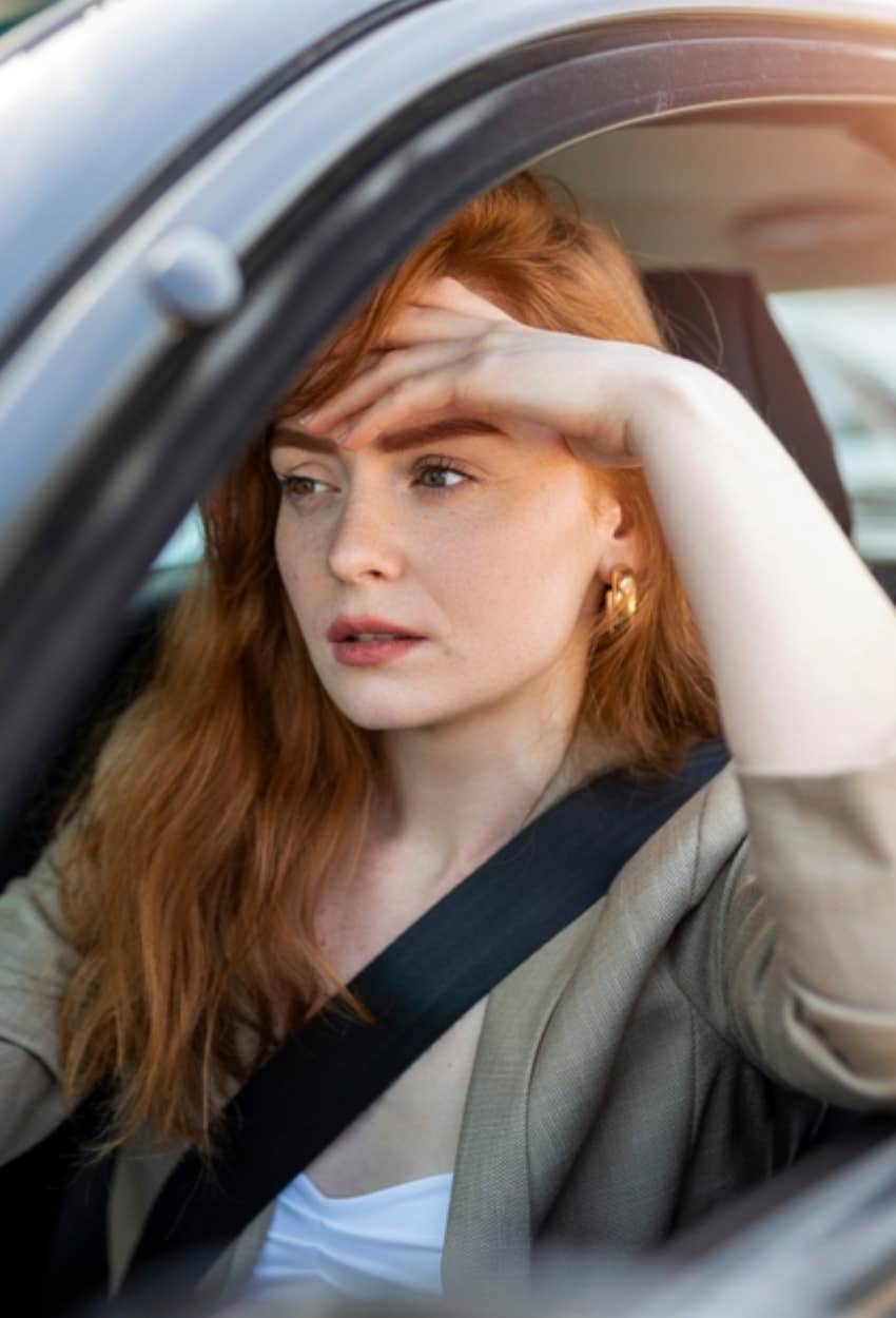 anxious driver making right on red 
