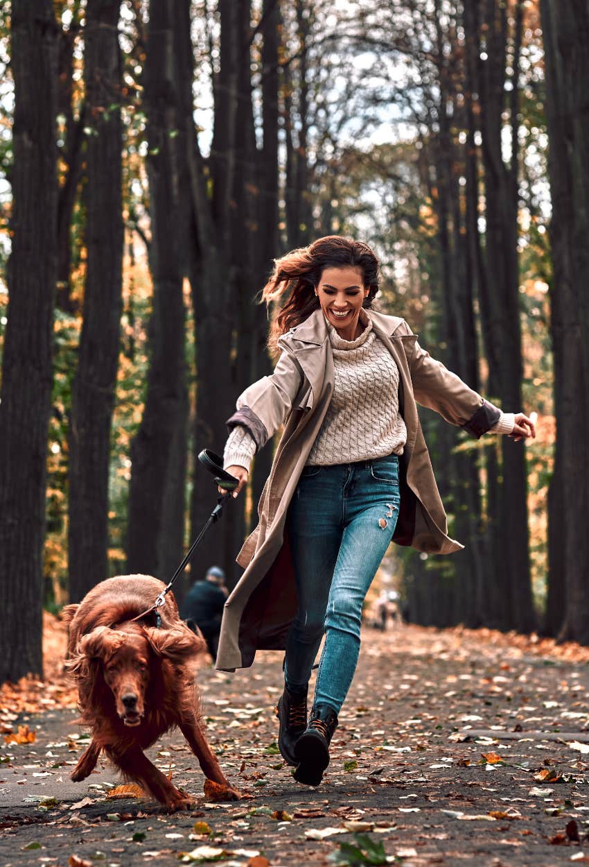 dog being dog and pulling on leash