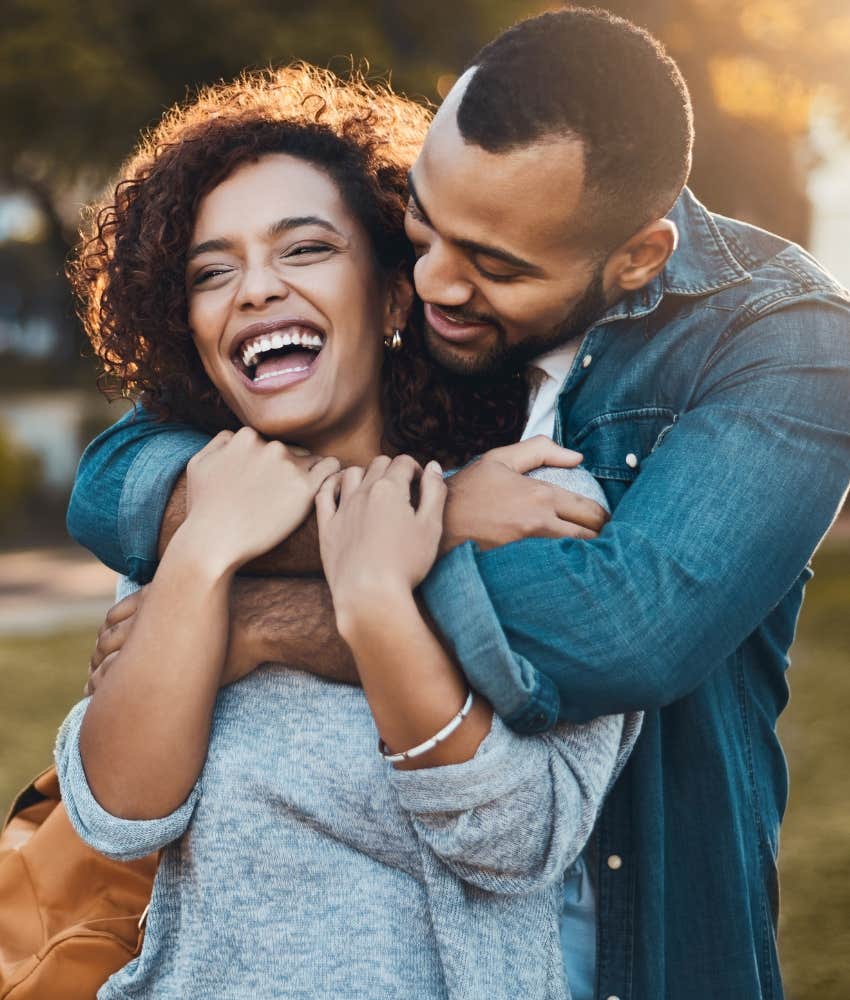 Happy woman knows good guy is concerned