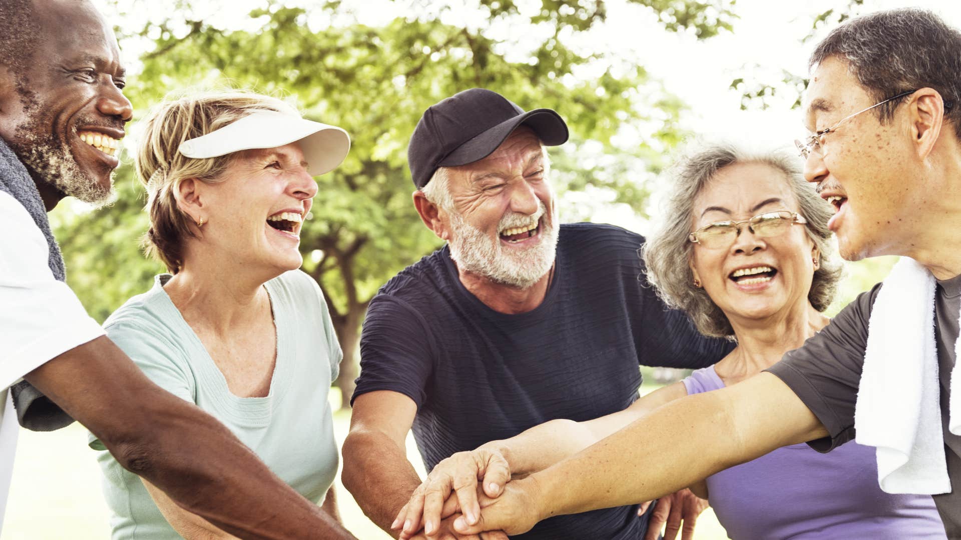 Joyful group of aging people