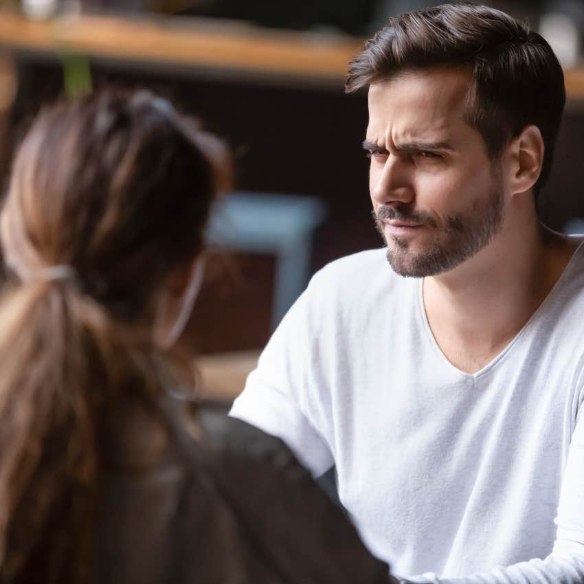 man about to disappear because woman is not interesting