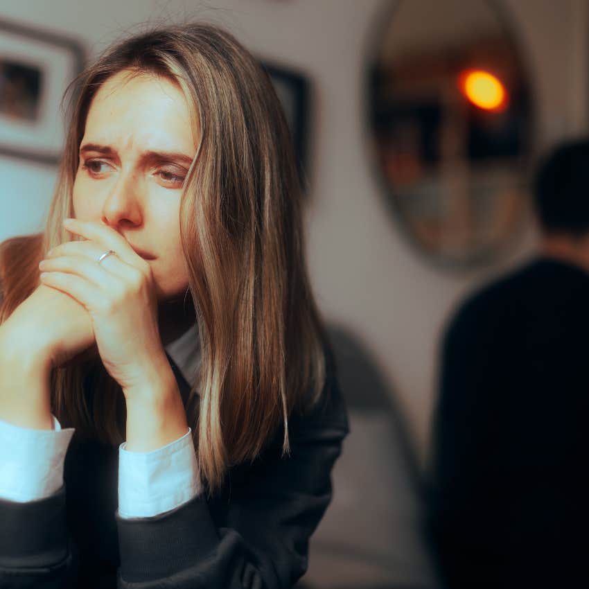 woman who suffered from emotional neglect being emotionally unavailable