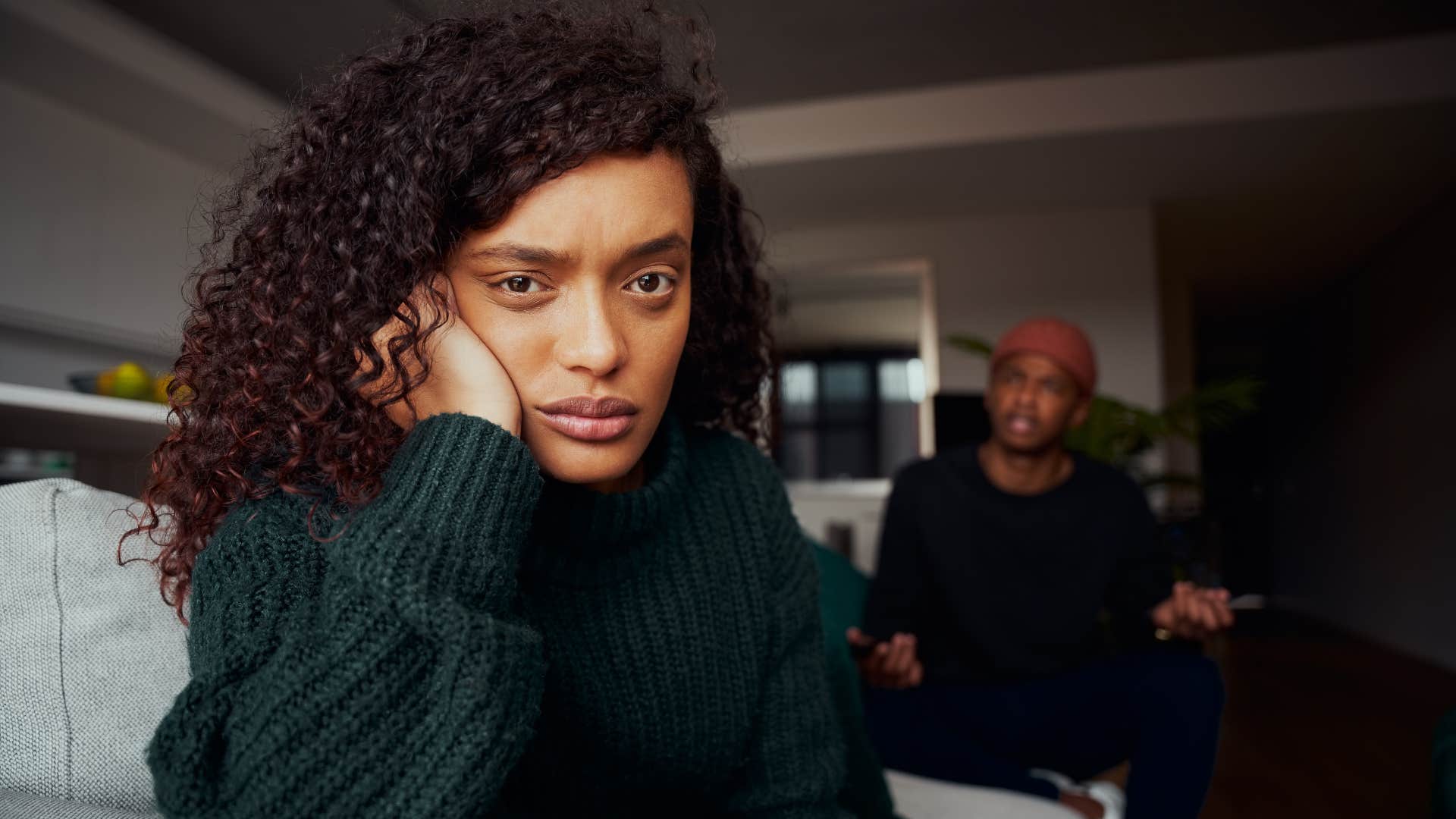 a woman fails to acknowledge her mistakes in front of her boyfriend