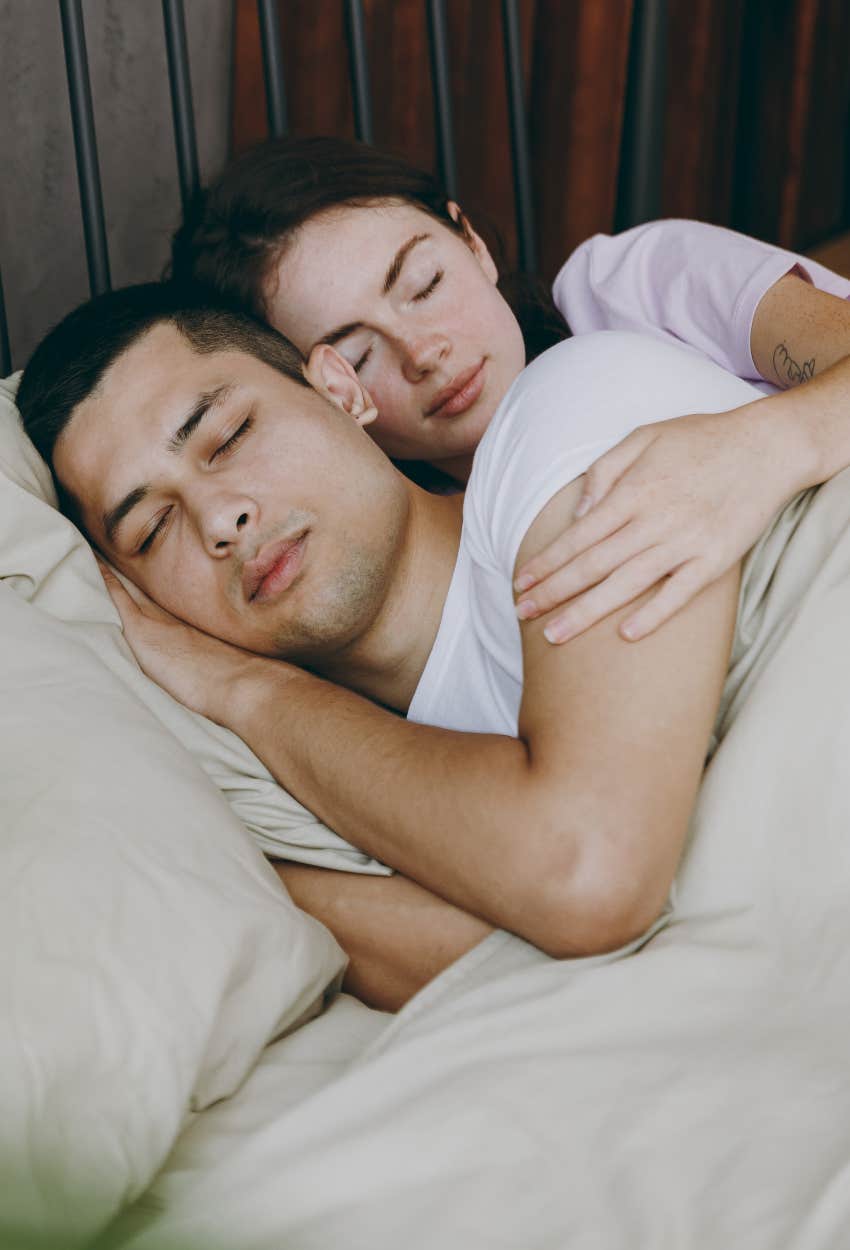 couple falls asleep cuddling has a better relationship