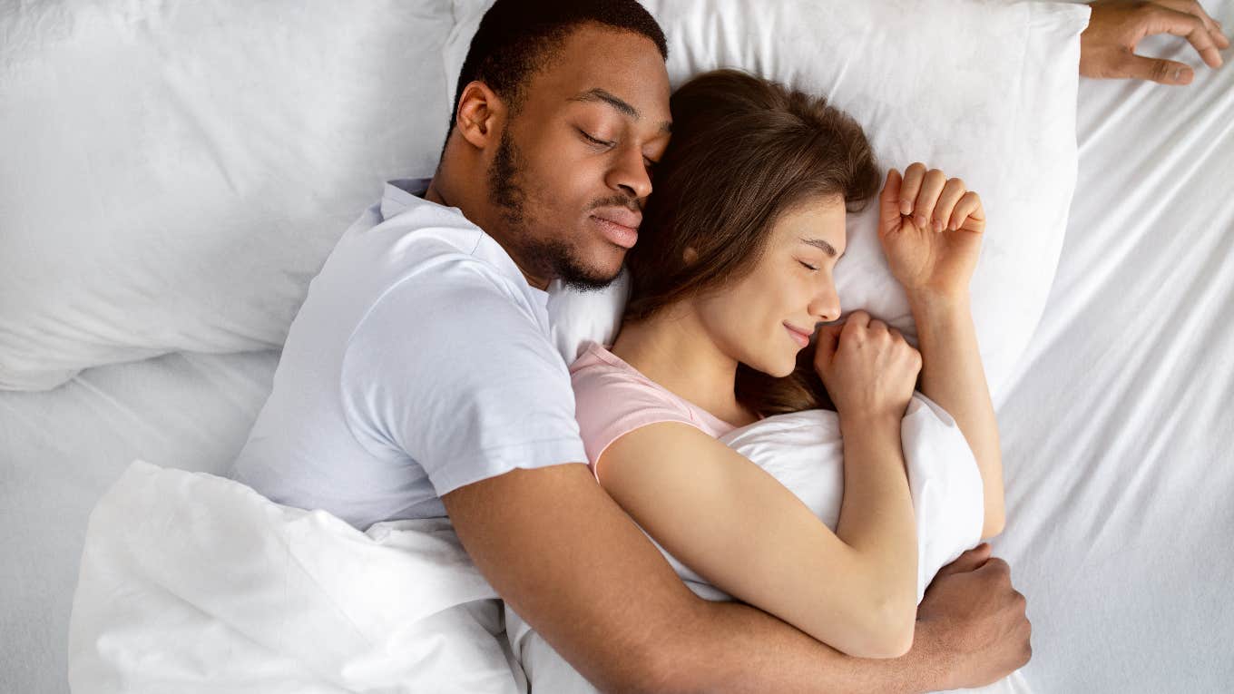 couple falls asleep cuddling has a better relationship