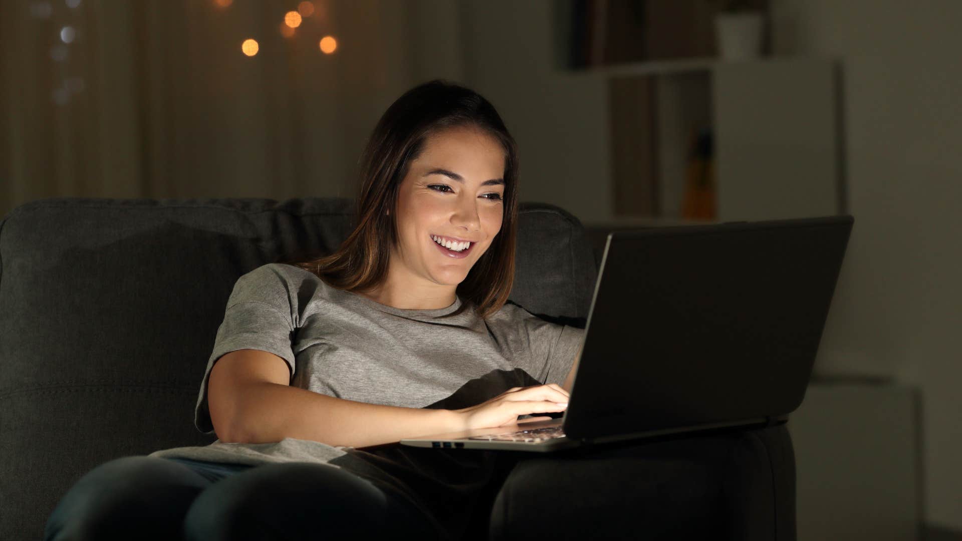 woman doing the crazy thing of Google and stalk people on social media