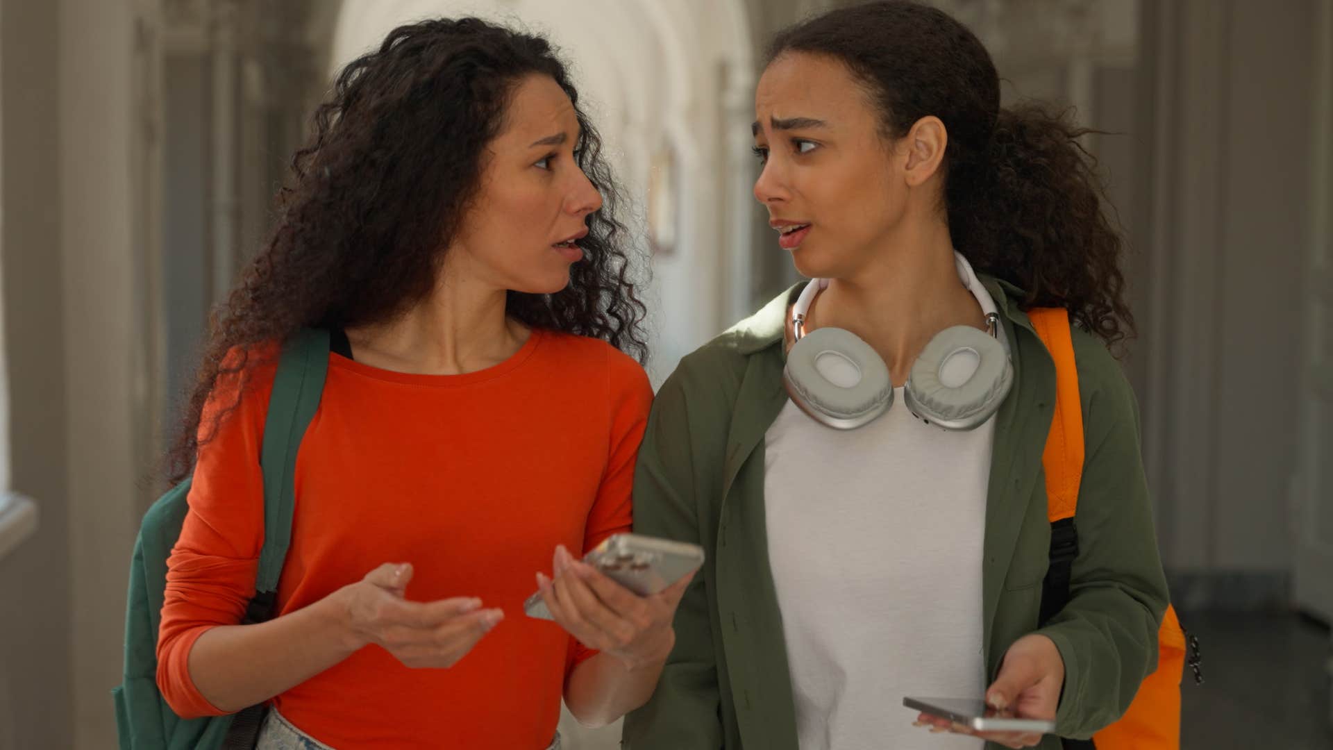 Overly cynical woman talking to her upset friend.
