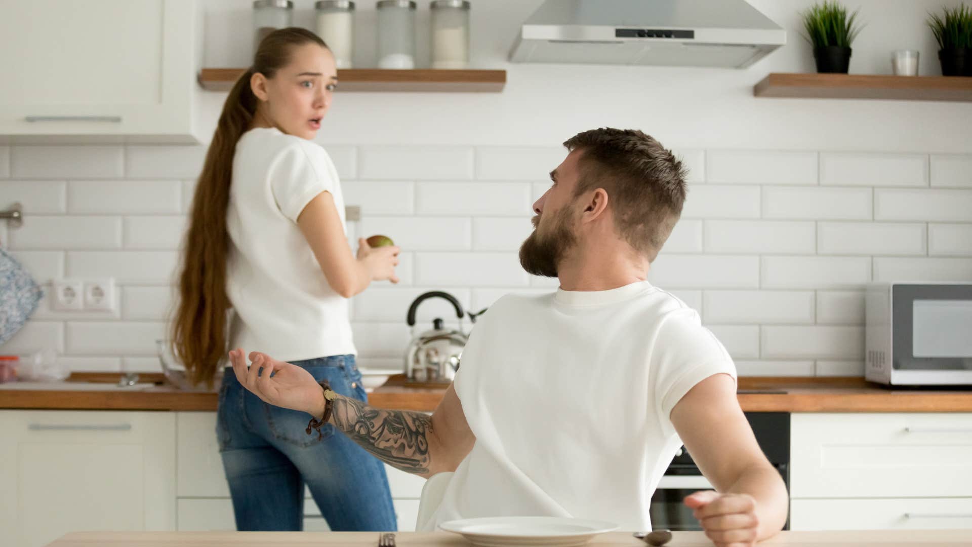 man who is not in love demanding someone to cook for them every night