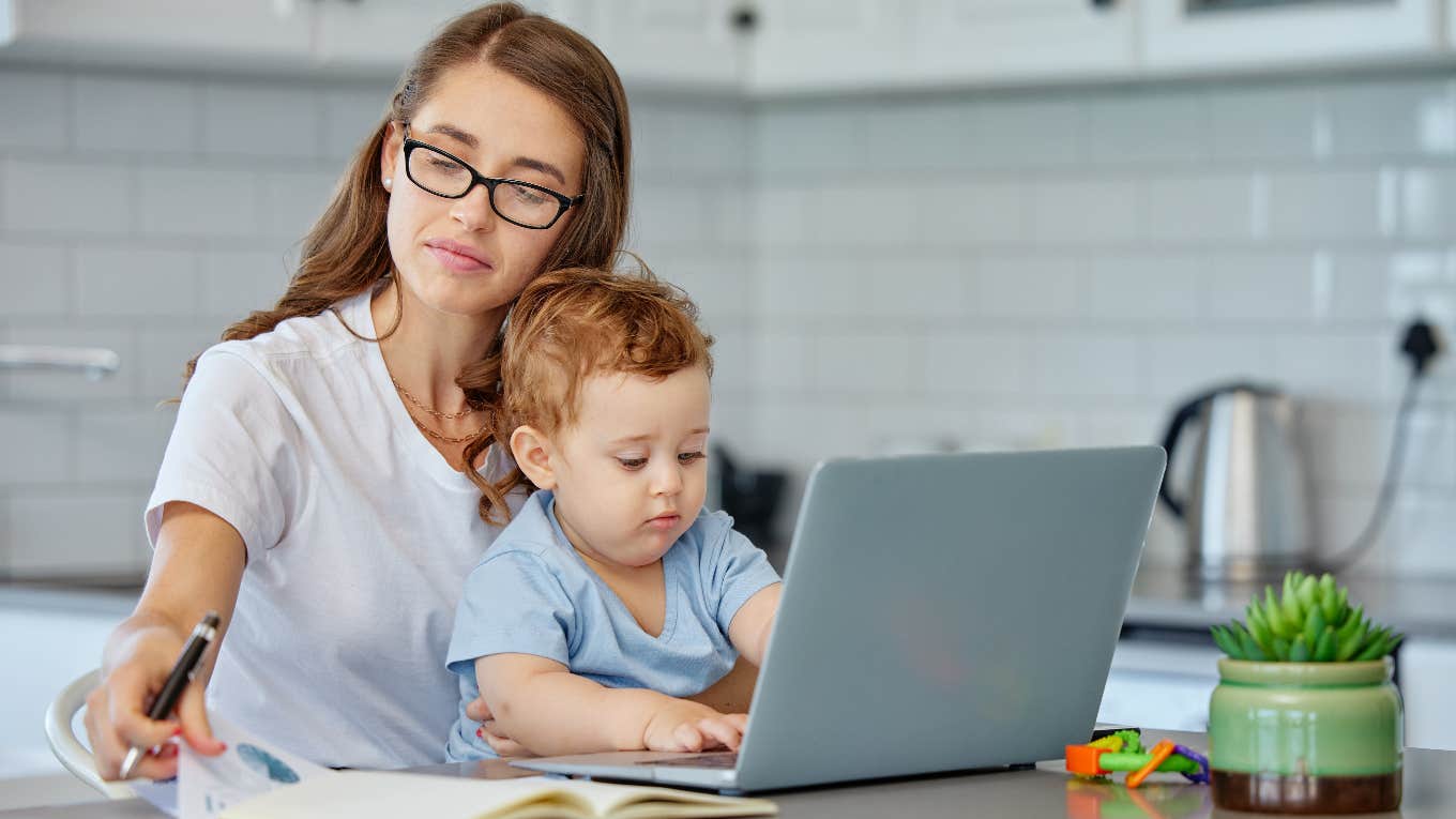 Husband Blamed After His Wife Lost A Job Opportunity Because Their Year-Old Interrupted Her Interview woman who had to do Zoom interview with her toddler