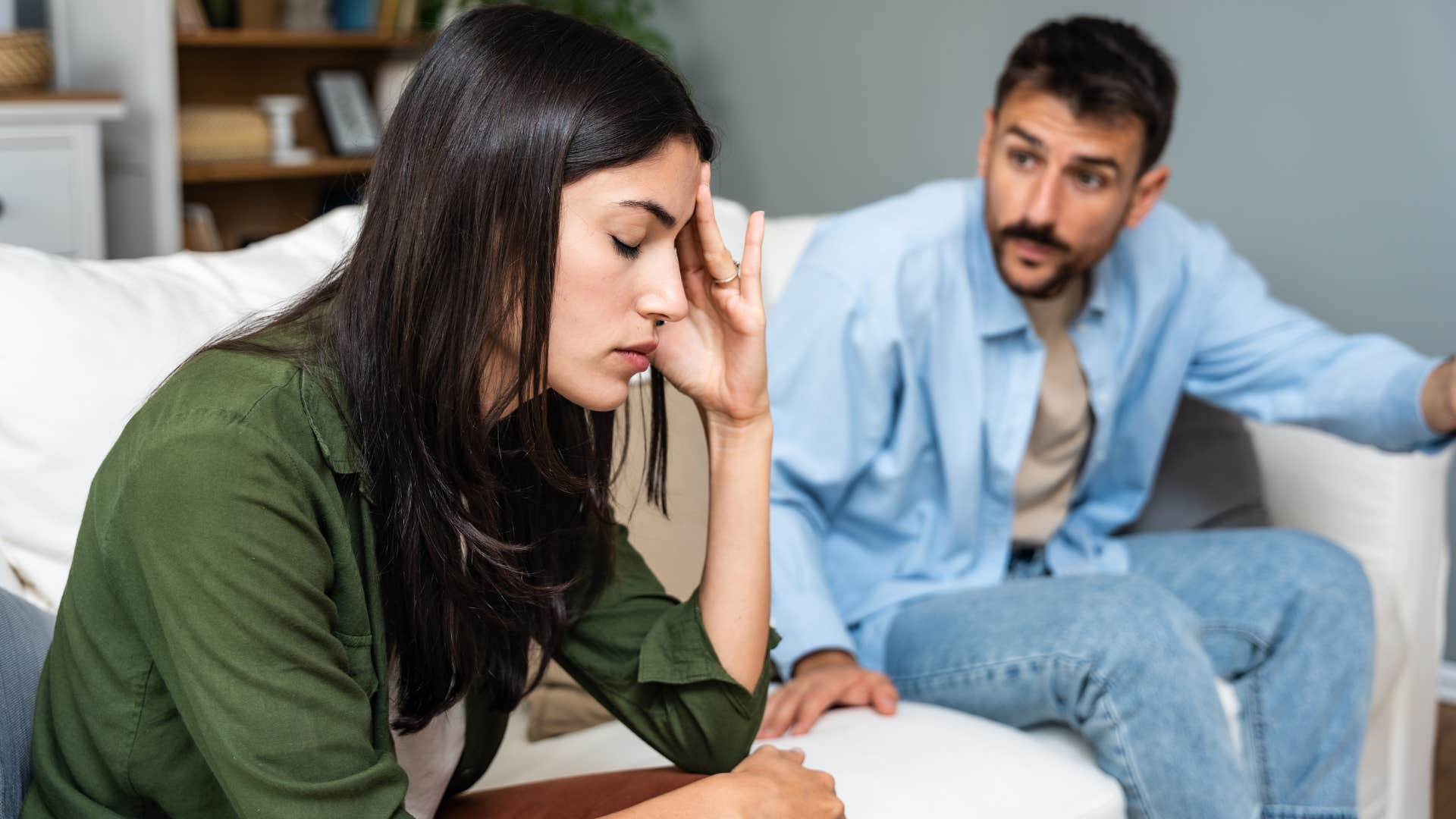a man uses intimidation on his wife which stresses her out