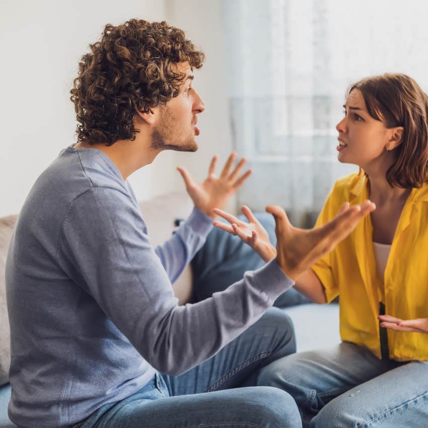 woman in domineering relationship with man throwing temper tantrum