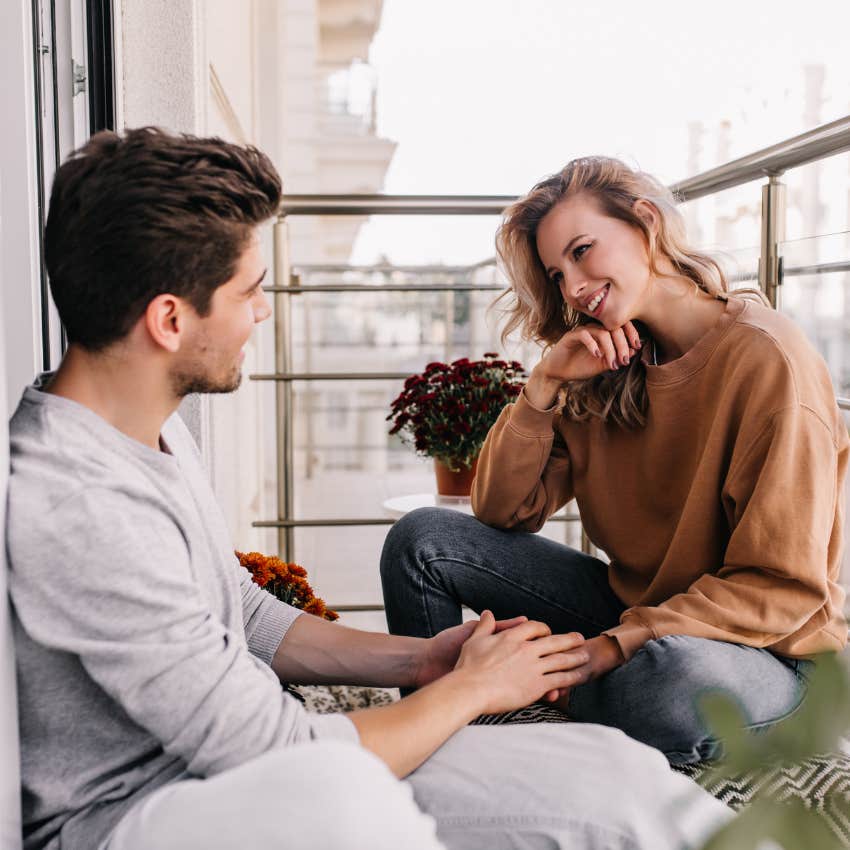 man doing important thing of communicating with his wife
