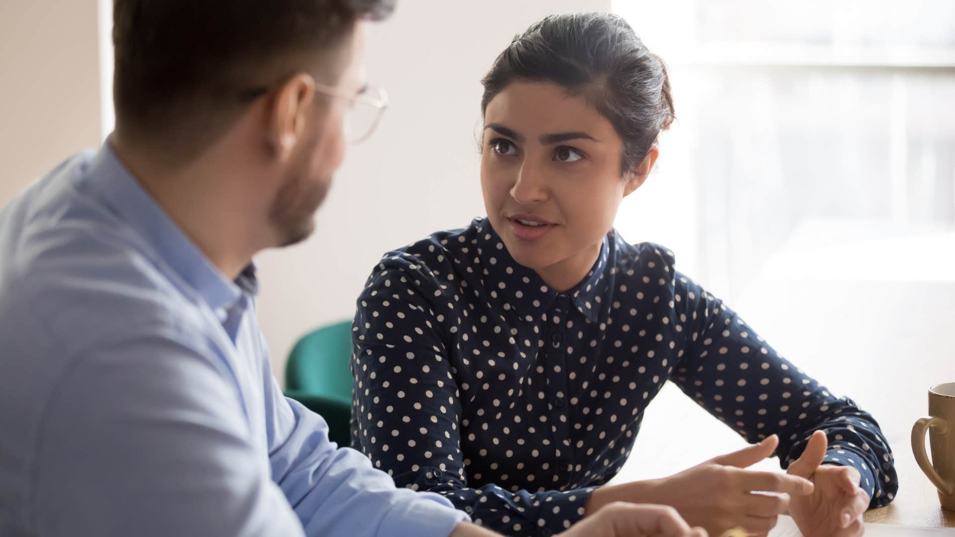 woman showing off leadership skills to her partner