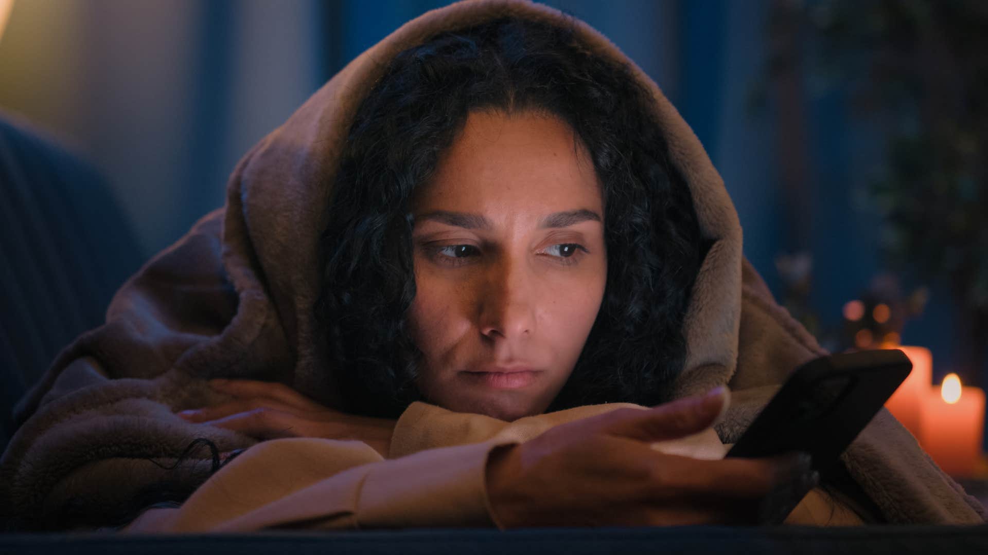Woman overuses technology as modern habit