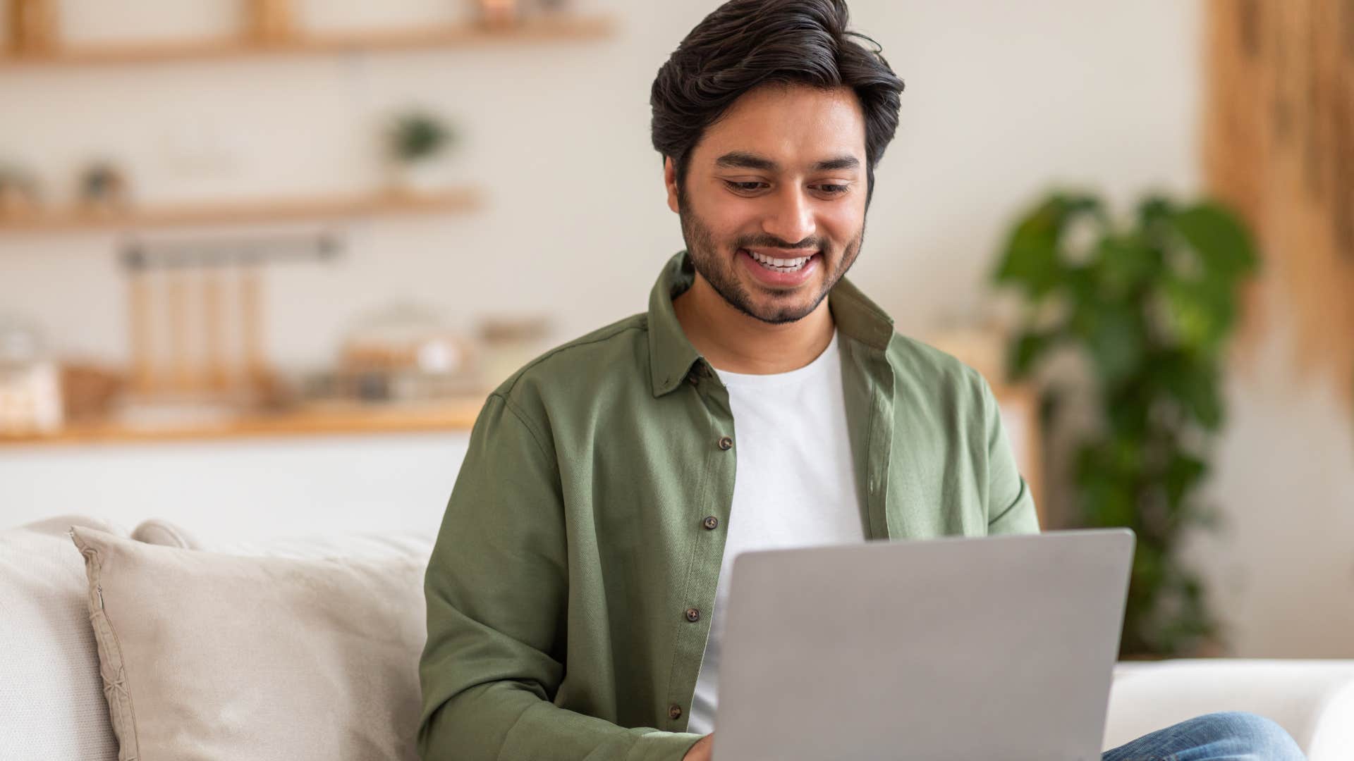Man works remotely as habit
