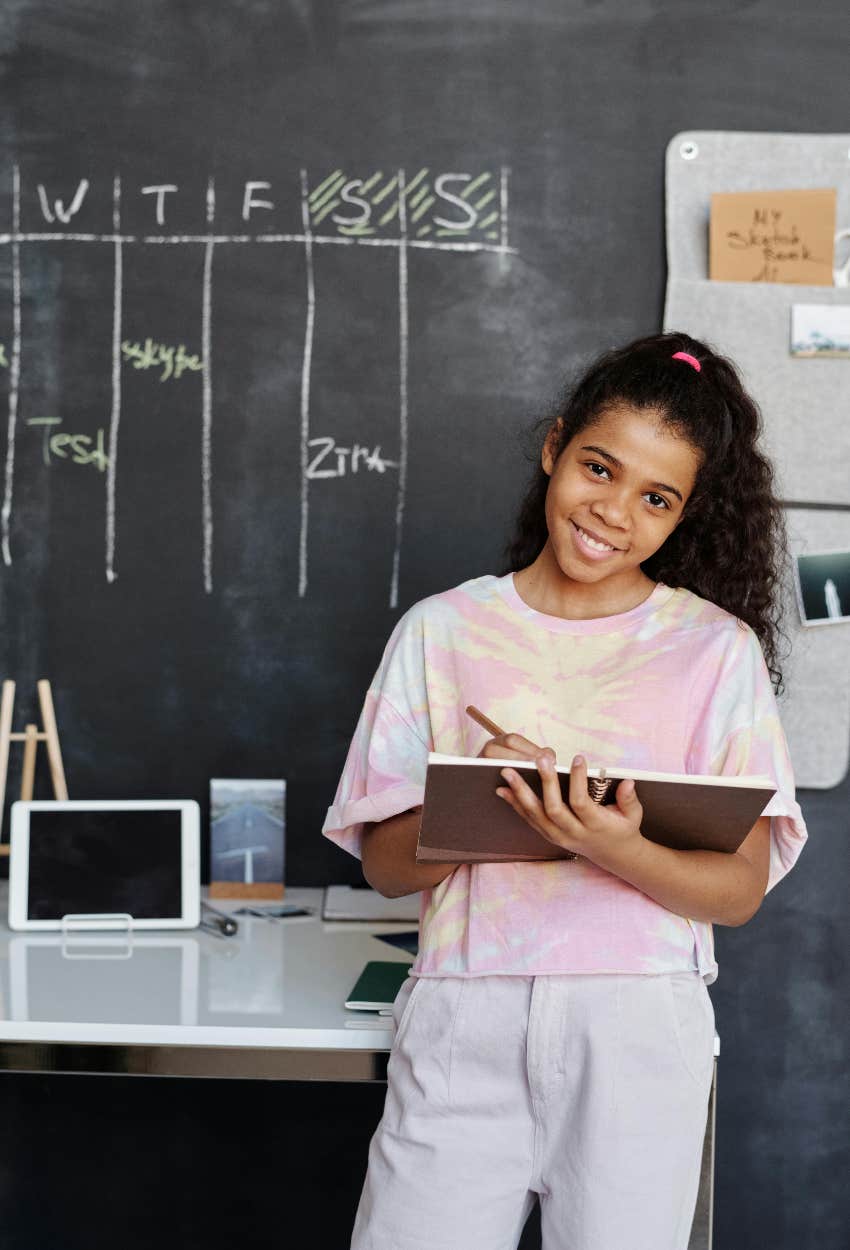 student whose mom is doing her homework