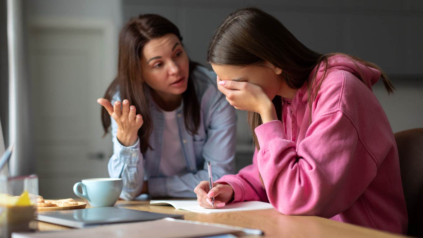 mom explains why child going to truancy court rather than homeschool mom arguing with teenage daughter