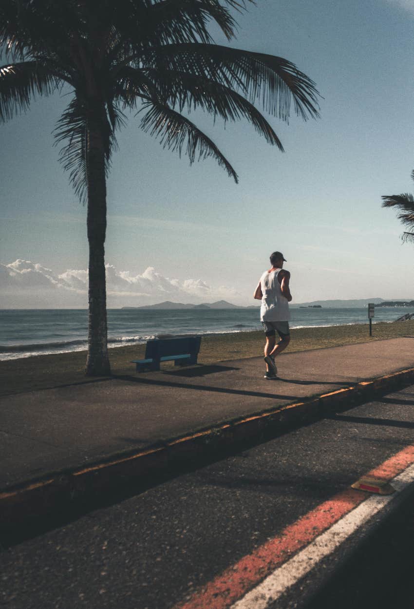 husband going for a run leaving baby alone