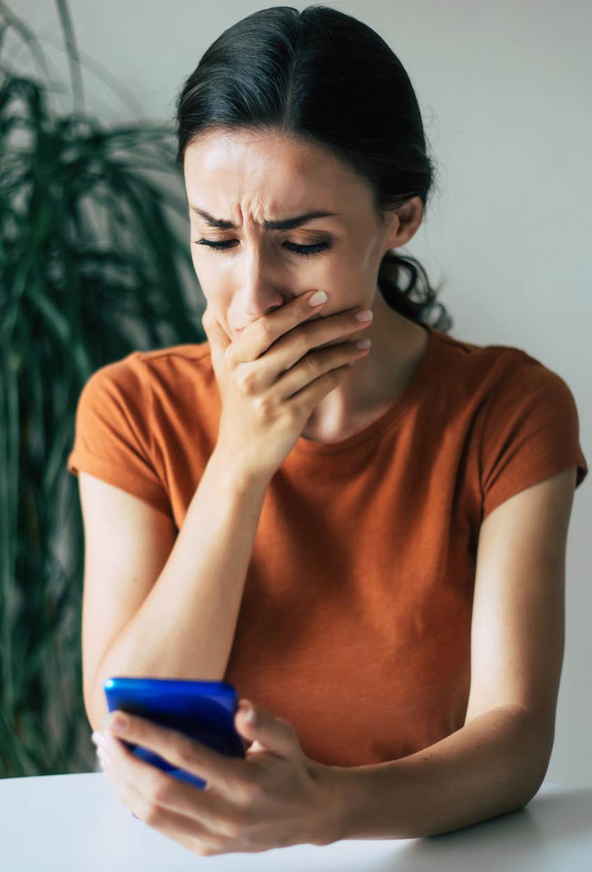 woman devastated after reading her husband's group chats
