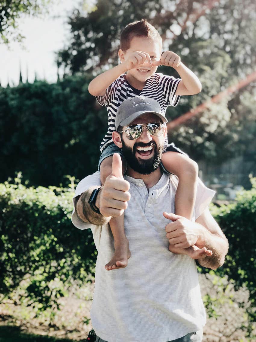 father and son outside