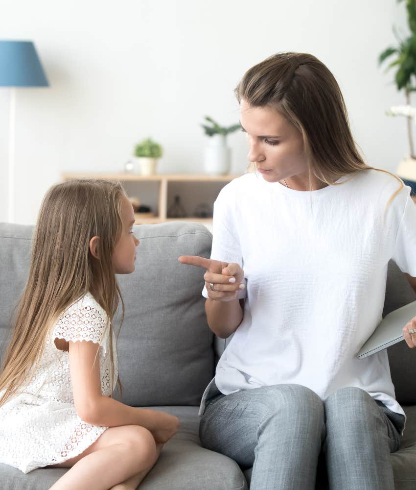 mom teaching kid to respect no before starting school