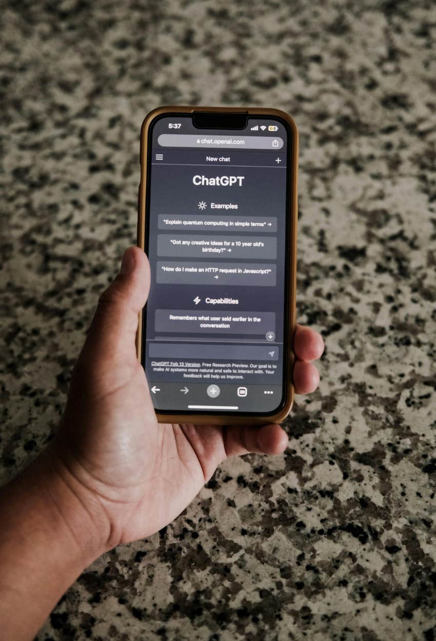 Person using ChatGPT despite studies showing most Americans are afraid of AI